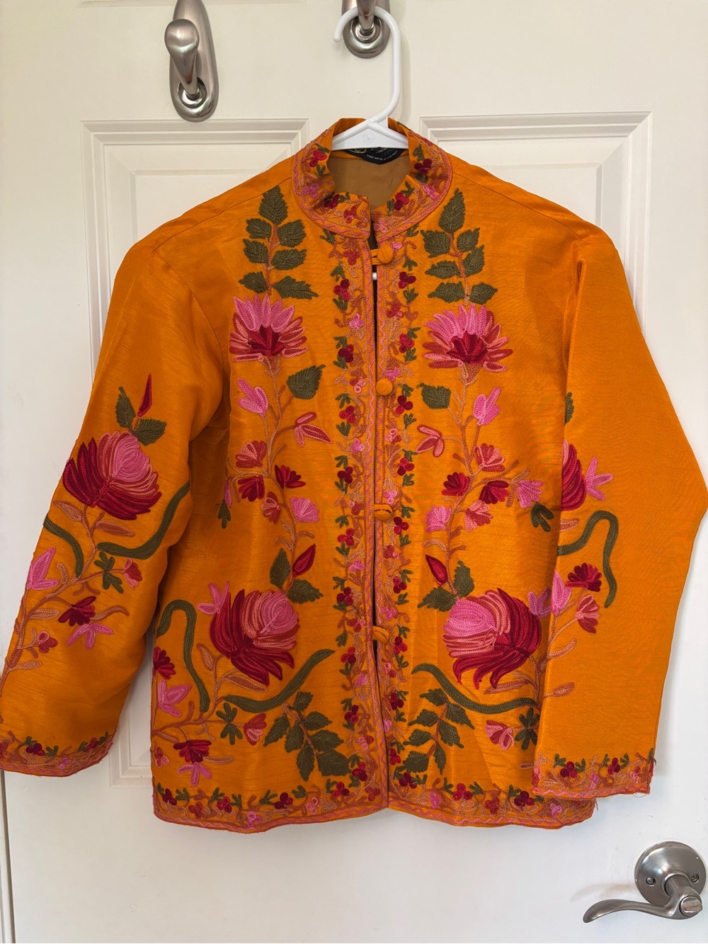 Kashmiri Embroidered Silk Jacket, sz 0
